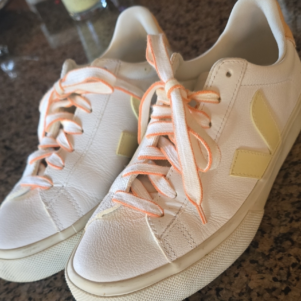 Veja Women's White/Orang/Yellow Sneakers